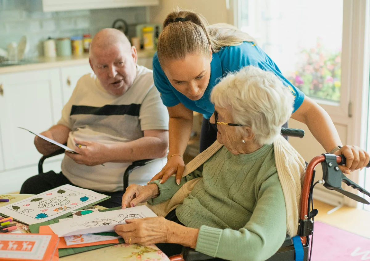 Caregiver and client sharing a conversation